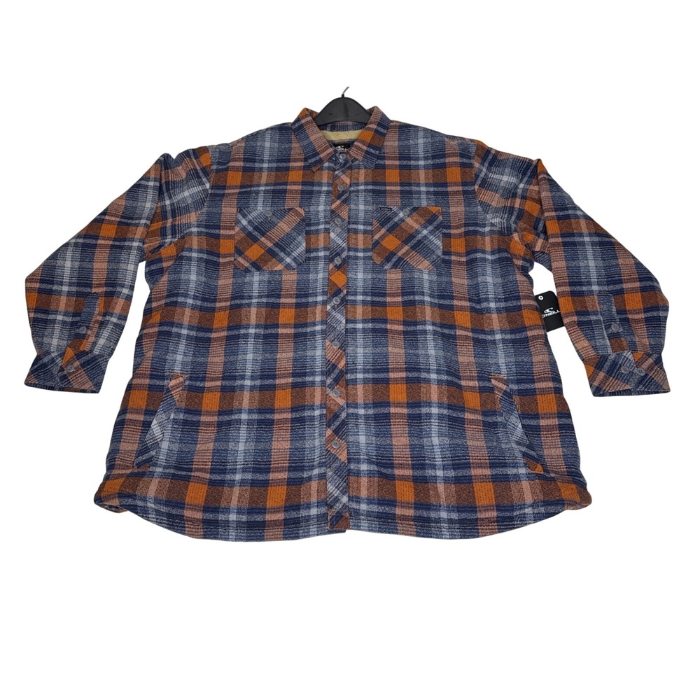 O'Neill Flannel Shirt Jacket Mens 3XL Blue Cotton Redmond Sherpa Plaid NWT